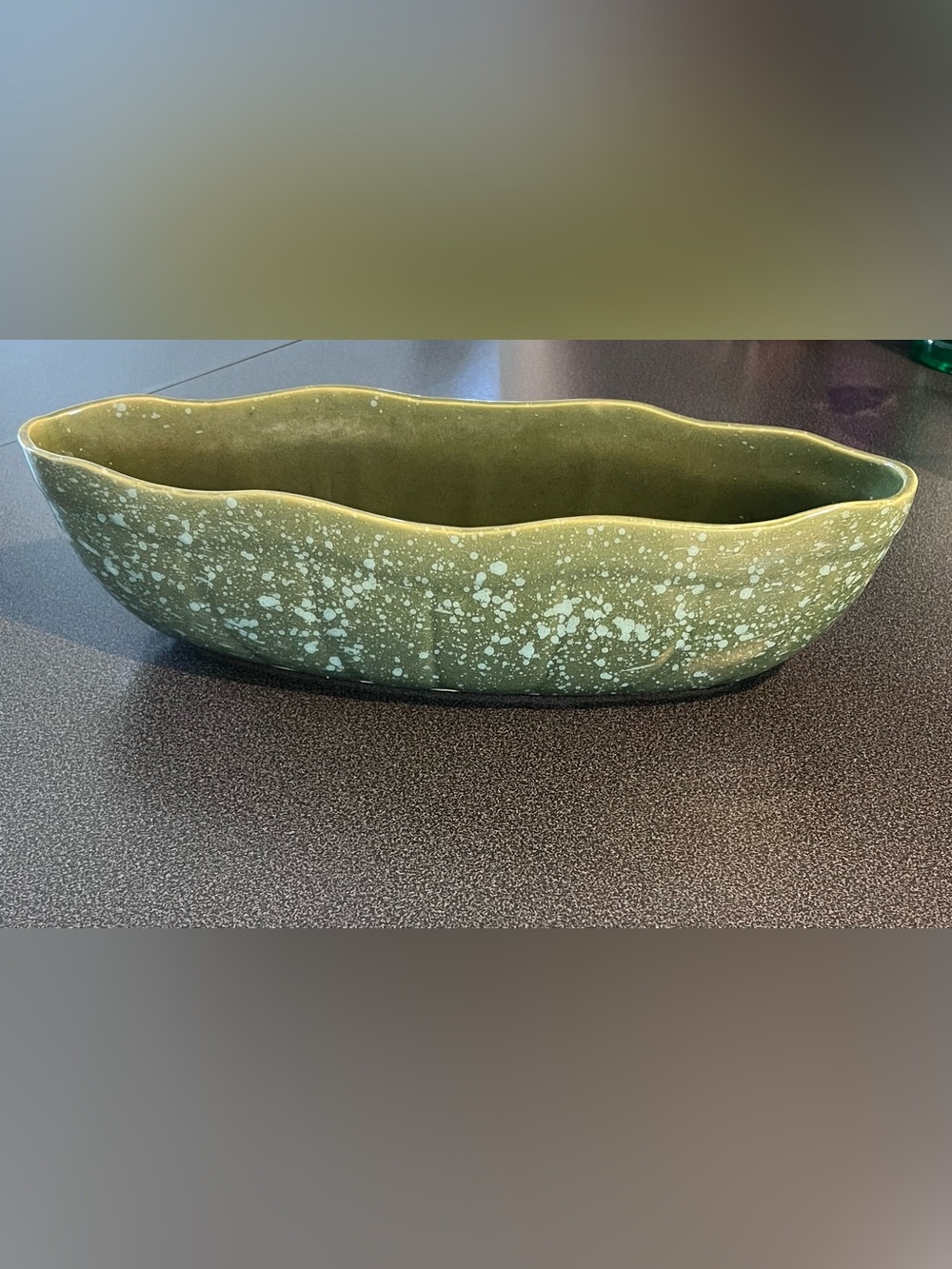 Olive Green Speckled Ceramic Planter